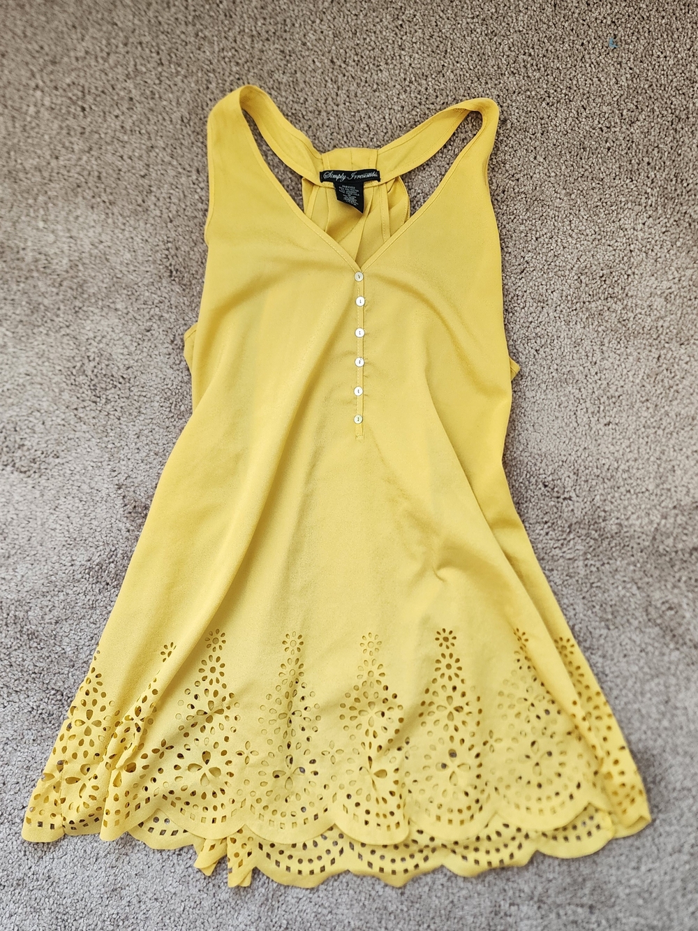 Yellow Laser-Cut Hem Dress